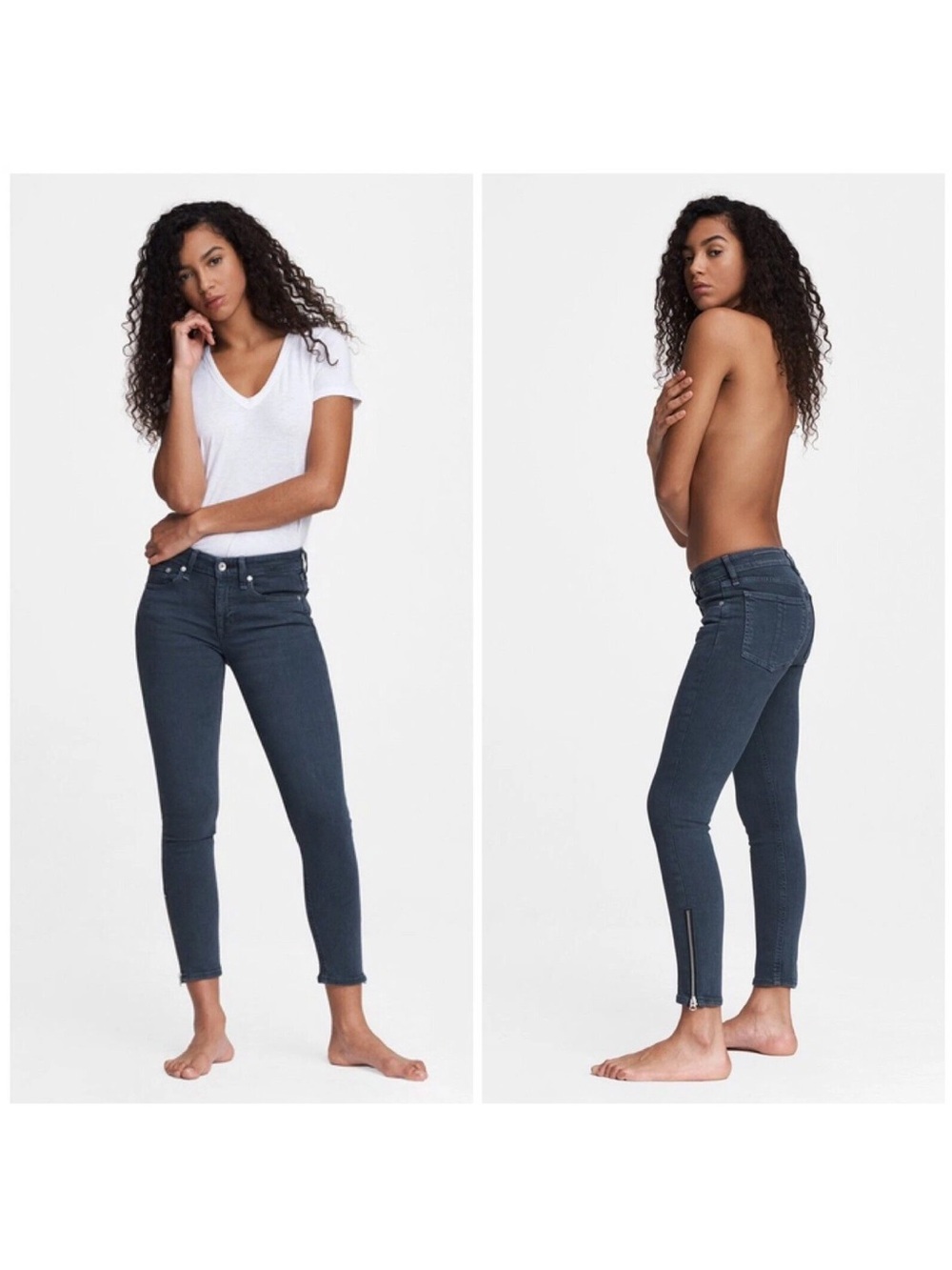 Rag & Bone Size 27 Cate Mid Rise Ankle Skinny Jeans In Minna Ankle Zip